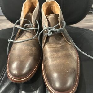 Cole Haan Men's Brown Leather Chukka Boots with Tan Collar